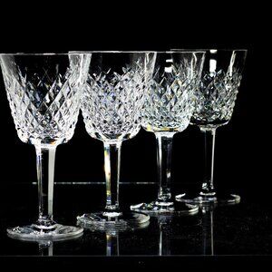 Waterford Crystal Alana Claret Wine Stem Glasses 5 7/8" ~ Set Of 4